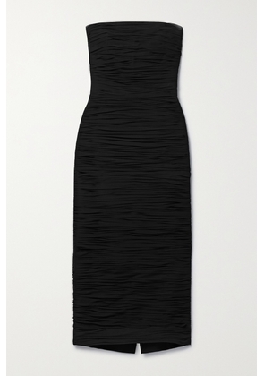 Carolina Herrera - Strapless Ruched Silk-crepe Midi Dress - Black - US0,US2,US4,US6,US8