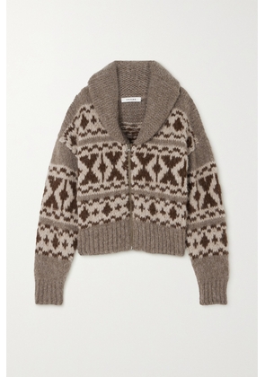 FRAME - Fair Isle Knitted Cardigan - Brown - xx small,x small,small,medium,large,x large