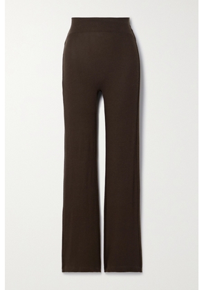 LESET - Lauren Brushed Stretch-knit Slim-leg Pants - Brown - x small,small,medium,large,x large
