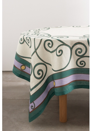 La DoubleJ - Large Printed Linen Tablecloth - Green - One size