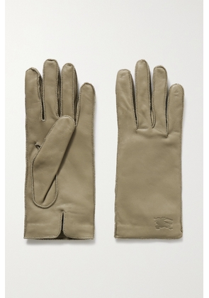 Burberry - Debossed Leather Gloves - Neutrals - 7,8