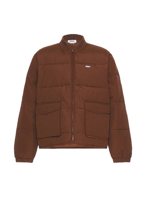 Obey Charlie Jacket in Brown. Size S, XL.