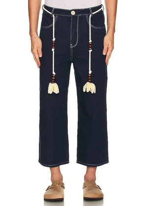 SIEDRES Straight Belted Jean in Denim-Dark. Size 34, 36.