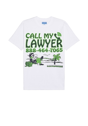 Market Offshore Lawyer T-shirt in White. Size XL/1X.