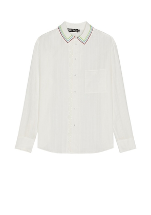 SIEDRES Beaded Collar Shirt in White. Size M, S, XL/1X.