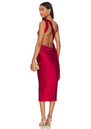 The Bar Silk Max Dress in Red. Size 10, 2, 4, 6, 8.