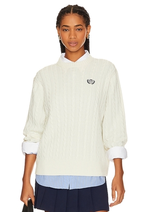 BEVERLY HILLS x REVOLVE Cable Crew Neck Sweater in Ivory. Size M, S, XL, XS.