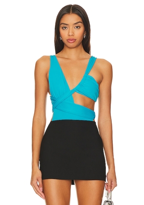 h:ours Blair Bodysuit in Teal. Size M, S, XL.