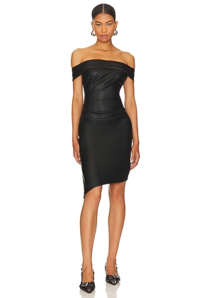 MILLY Ally Faux Leather Dress in Black. Size 0, 4, 8.