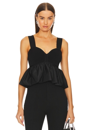 Herve Leger Ruched Nylon Peplum Top in Black. Size M, S.