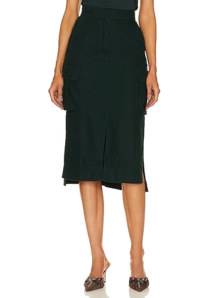 Equipment Jaden Midi Skirt in Dark Green. Size 00, 2, 4, 6.