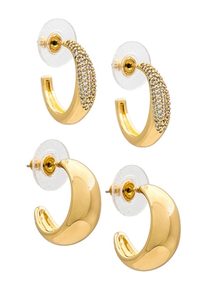 BaubleBar Gracie Earring Set in Metallic Gold.