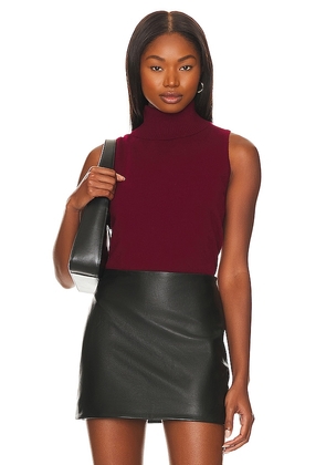 AEXAE Sleeveless Roll Neck Top in Burgundy. Size M, S, XL.
