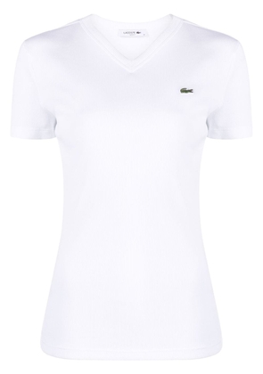 Lacoste logo-patch V-neck T-shirt - White