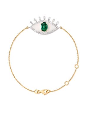 House of Meraki 18kt yellow gold Surya Evil Eye emerald and diamond bracelet - Green