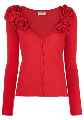 Blugirl floral-appliqué V-neck cardigan - Red