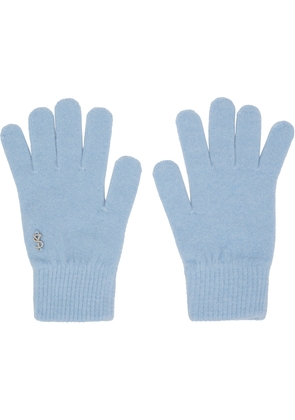 Yves Salomon SSENSE Exclusive Blue Wool Gloves