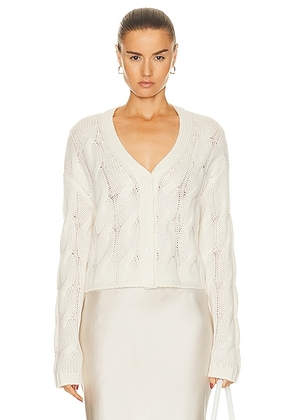 SABLYN Jolie Cable Knit Cardigan in Gardenia - White. Size L (also in ).