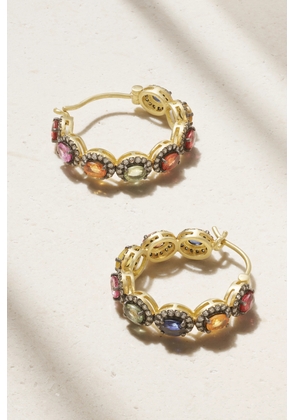 Amrapali London - Mini Rajasthan 18-karat Gold, Diamond And Sapphire Hoop Earrings - One size