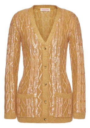 Valentino Garavani sequin-embroidered lurex cardigan - Gold