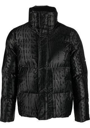 Rains logo-print zip-up padded jacket - Black
