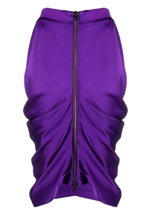 TOM FORD gathered-effect zipped midi skirt - Purple