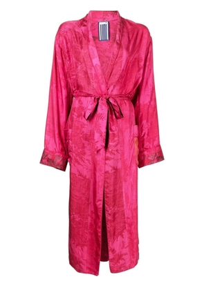 Pierre-Louis Mascia embroidered belted silk coat - Pink