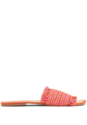 Manebi woven-raffia slip-on sandals - Pink