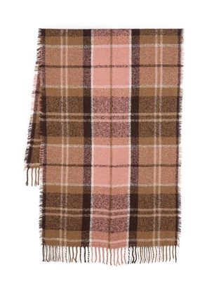 Barbour plaid-check fringed scarf - Brown