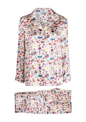 Anya Hindmarch All Over Stickers pajama set - Neutrals