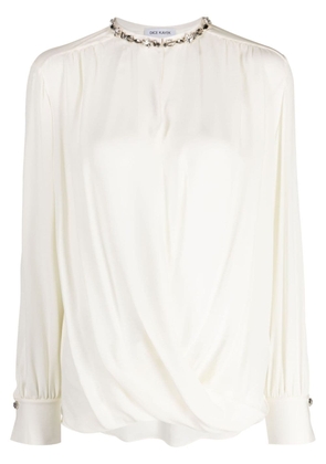 Dice Kayek crystal-embellished silk top - White