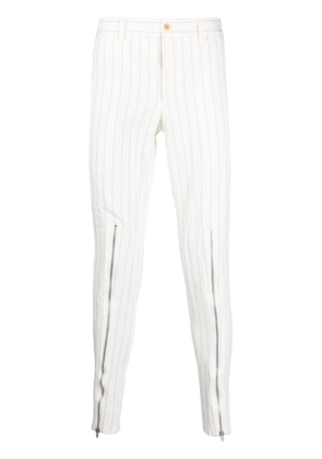 Comme des Garçons Homme Plus zip-detailing striped skinny trousers - White