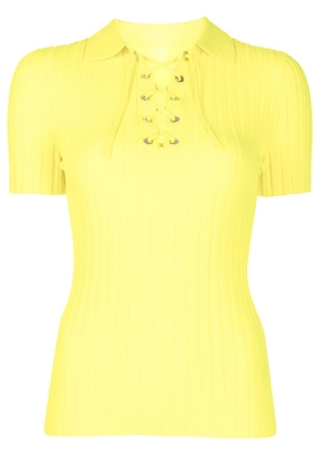 Dion Lee lace-detail ribbed polo shirt - Yellow