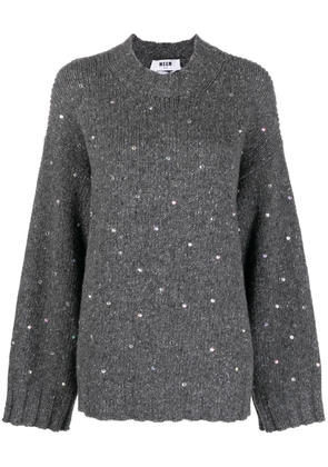 MSGM crystal-embellished knitted jumper - Grey