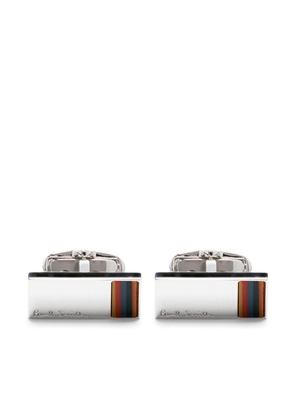 Paul Smith Bright Stripe logo-engraved cufflinks - Silver