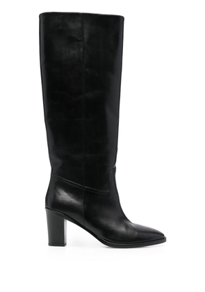 Closed 75mm leather knee-length boots - Black