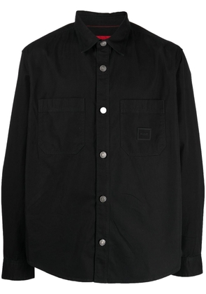 HUGO logo-patch cotton shirt jacket - Black