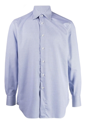 Brioni houndstooth long-sleeve cotton shirt - Blue