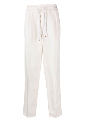 Brunello Cucinelli mid-rise linen blend tapered-leg tailored trousers - White