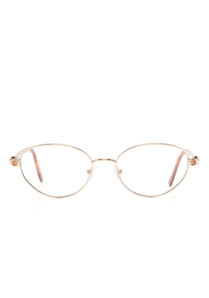 Ferragamo logo-lettering oval-frame optical glasses - Gold