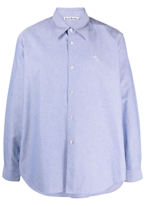 Acne Studios logo-embroidered cotton shirt - Blue