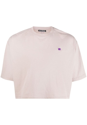 Acne Studios face-patch cropped cotton T-shirt - Pink