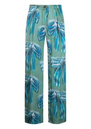 Acne Studios Bow-print tailored trousers - Green