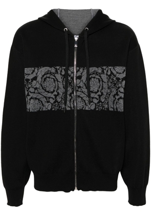 Versace Barocco-jacquard zip-up hoodie - Black