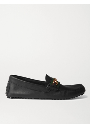 Gucci - Ayrton Webbing-Trimmed Horsebit Leather Driving Shoes - Men - Black - UK 5