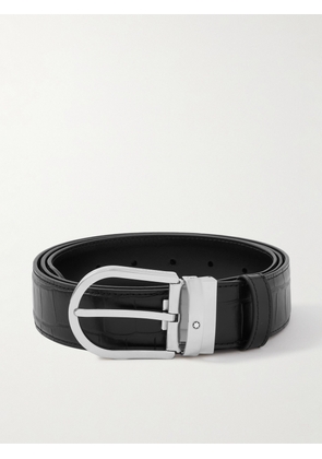 Montblanc - 3.5cm Reversible Croc-Effect Leather Belt - Men - Black