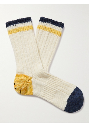 KAPITAL - Intarsia Cotton and Hemp-Blend Socks - Men - White
