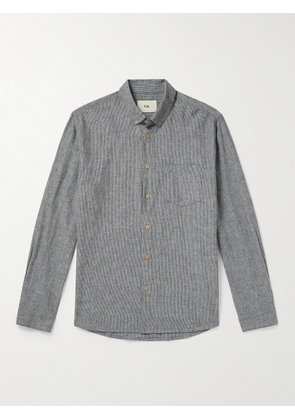 Folk - Button-Down Collar Pinstriped Cotton and Linen-Blend Shirt - Men - Black - 1
