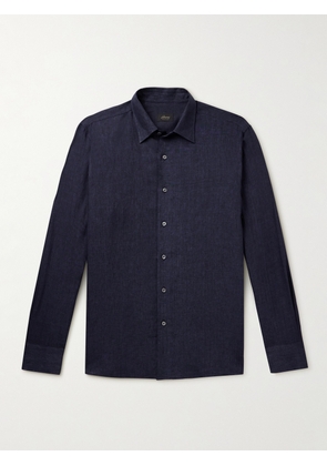 Brioni - Button-Down Collar Linen Shirt - Men - Blue - S
