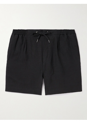 Ralph Lauren Purple Label - Dorset Straight-Leg Silk and Linen-Blend Drawstring Shorts - Men - Black - UK/US 28